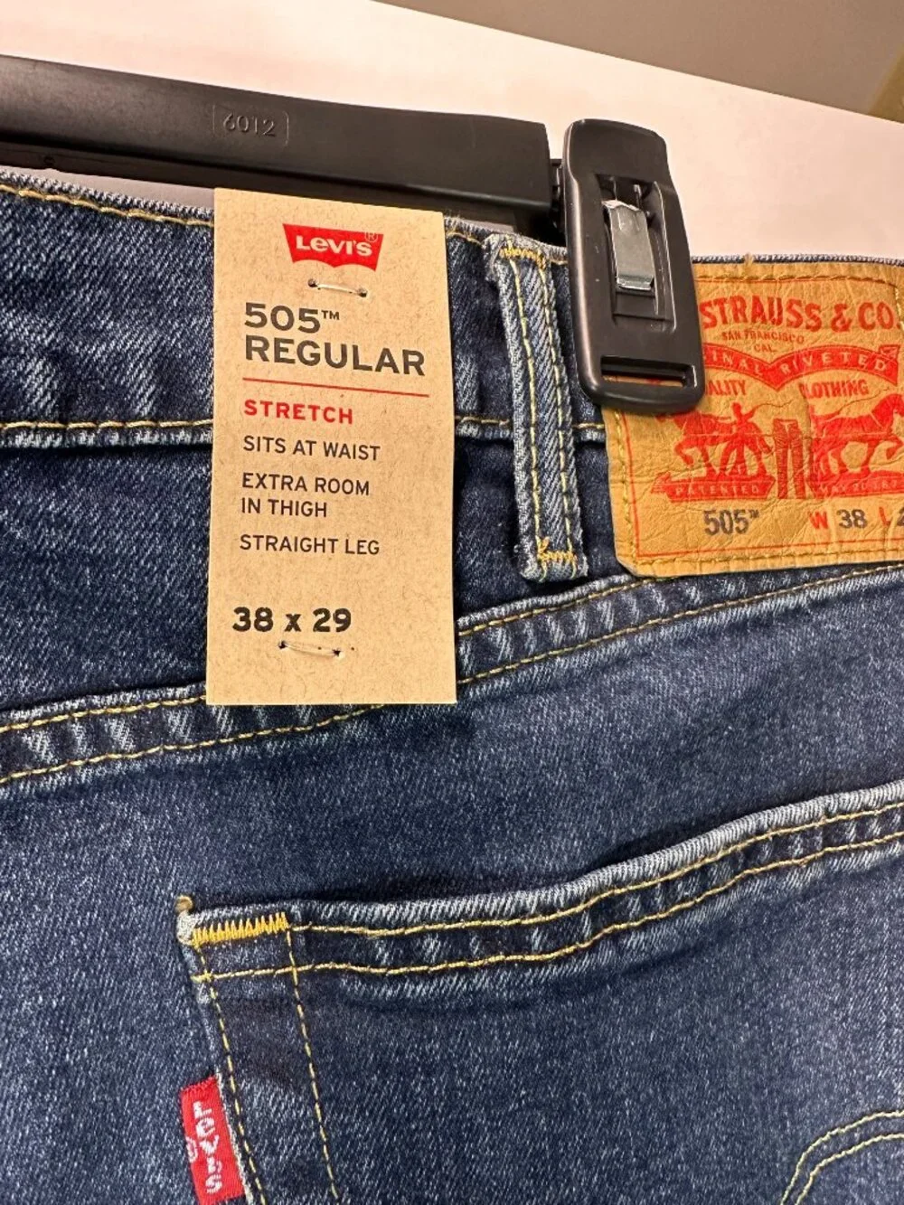 Levi’s 505 Regular Fit Men’s Jeans 38x29 Dark Blue Wash Straight Leg Denim